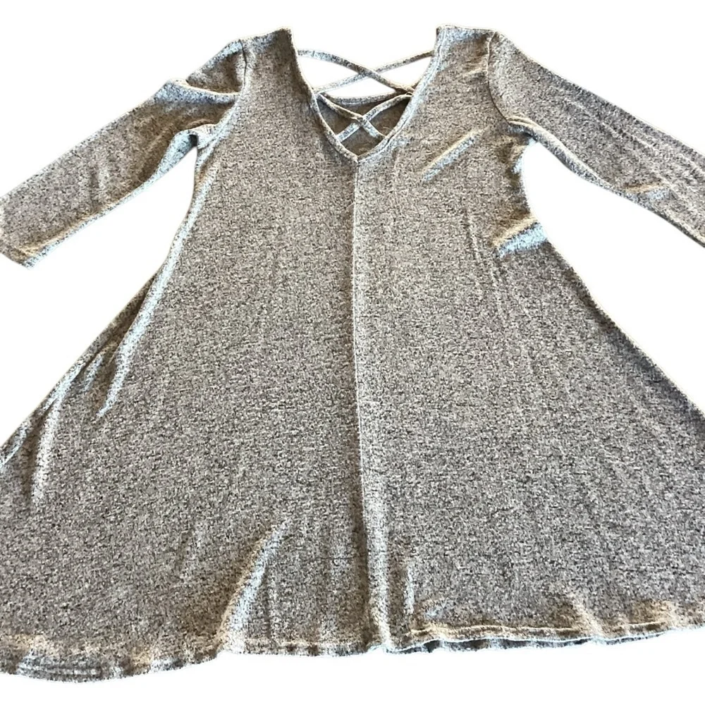 Pinc Swing Dress / Tunic Crisscross Cut Out Back Heathered Gray Women's Size Med